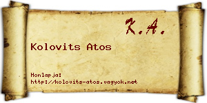 Kolovits Atos névjegykártya